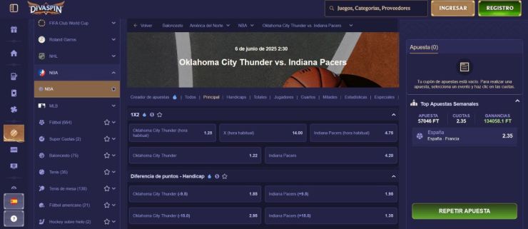 Si buscas pronósticos de baloncesto online, Divaspin cubre cientos de mercados de basket