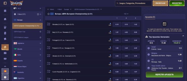 Divaspin ofrece buenas cuotas de la Champions League