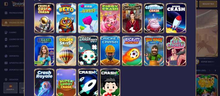 Divaspin es uno de los casinos con juegos Crash más recomendados del momento