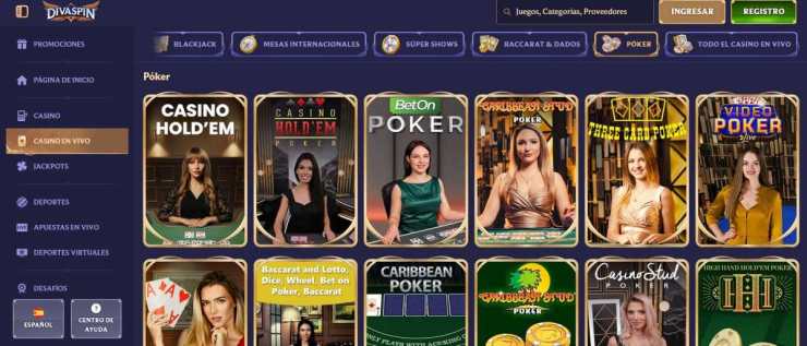 Haz tus apuestas de póker online en Divaspin con criptomonedas