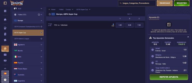 Divaspin ofrece buenas cuotas de la Europa League y otros torneos de fútbol europeos