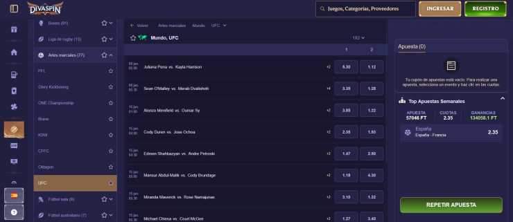 En Divaspin encontrarás las mejores cuotas para Ilia Topuria y sus combates