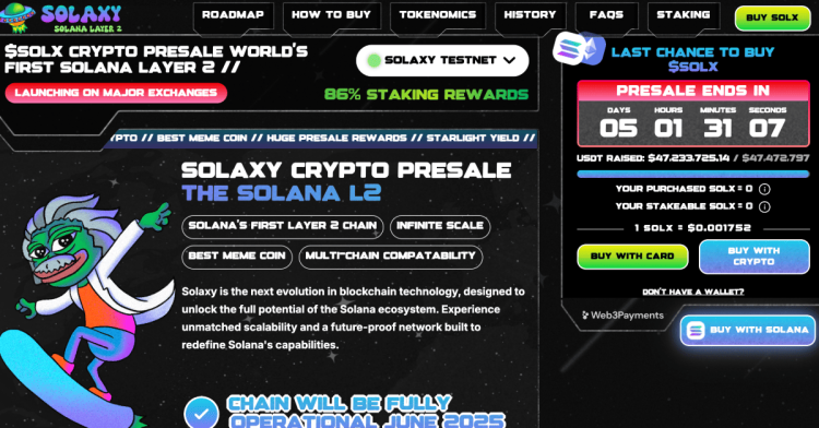 La nueva meme coin Solaxy (SOLX) atrae la atención de las ballenas