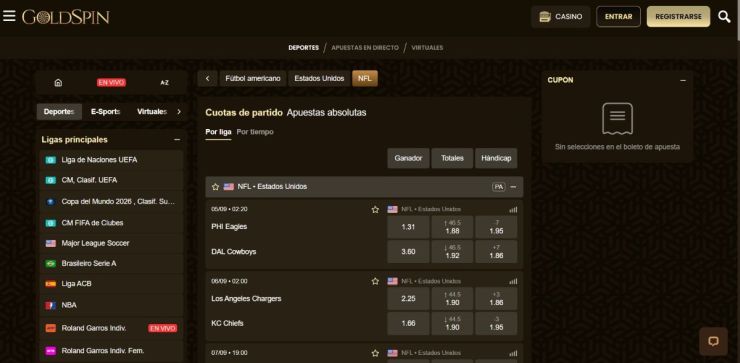 Goldspin cuenta con todo tipo de apuestas del Super Bowl