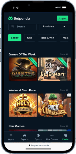 mobile screenshot of BetPanda, which is second on our list of the best online casinos UAE