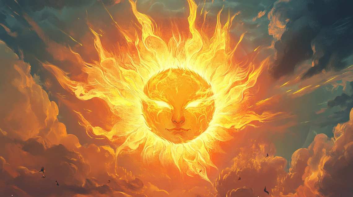 顔がついている太陽神