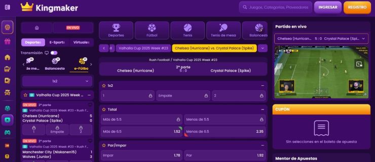 En Kingmaker dispones de cientos de mercados para hacer pronósticos de los eSports