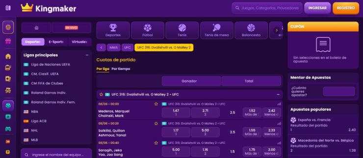 Kingmaker te permite colocar pronósticos de la UFC en todos los eventos 