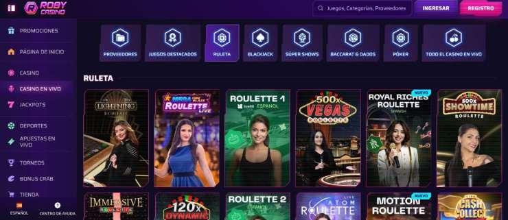 Los juegos de ruleta Live de Roby casino son algunos de los mejores del mercado