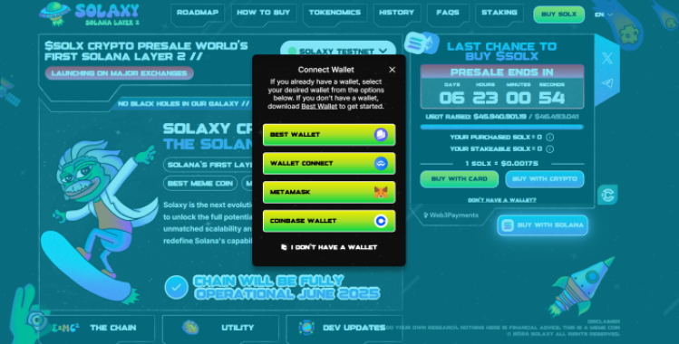 Available wallets on Solaxy 