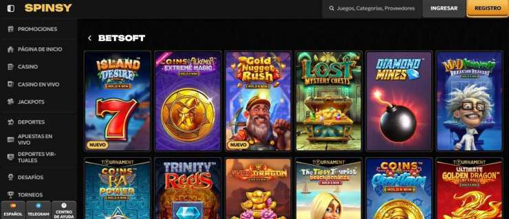 Spinsy es uno de los mejores casinos con juegos de Betsoft de este año