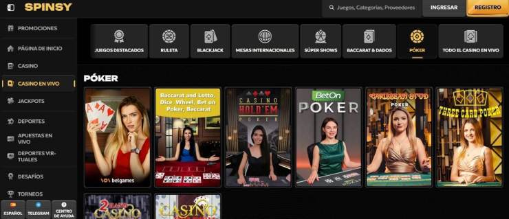 En Spinsy puedes jugar al póker online siempre que quieras