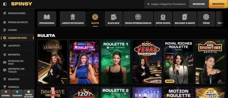 Spinsy es el casino con ruleta en vivo más valorado en España