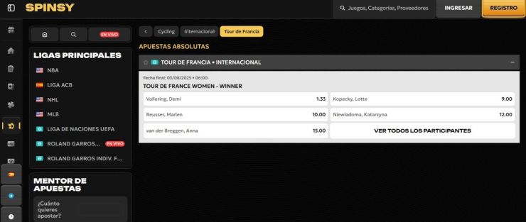 Spinsy ya tiene abiertas las apuestas del Tour de Francia 2025