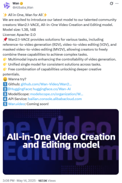 ai-coins-like-subbd-to-explode Alibaba Wan2.1-VACE upgrade.