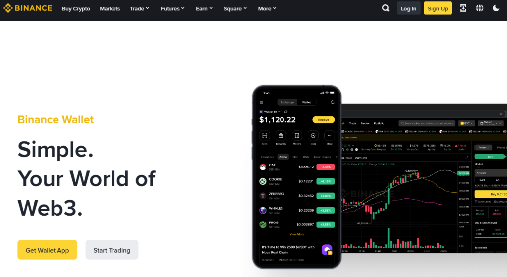 3. Binance Wallet – Puterea Web3 pentru utilizatorii avansați