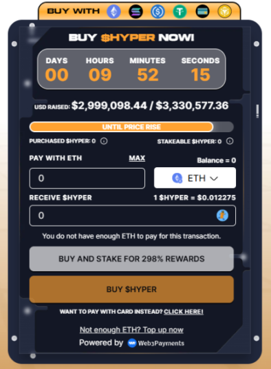 Buy HYPER Tokens.