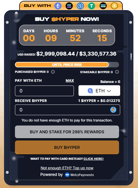 Buy HYPER Tokens.