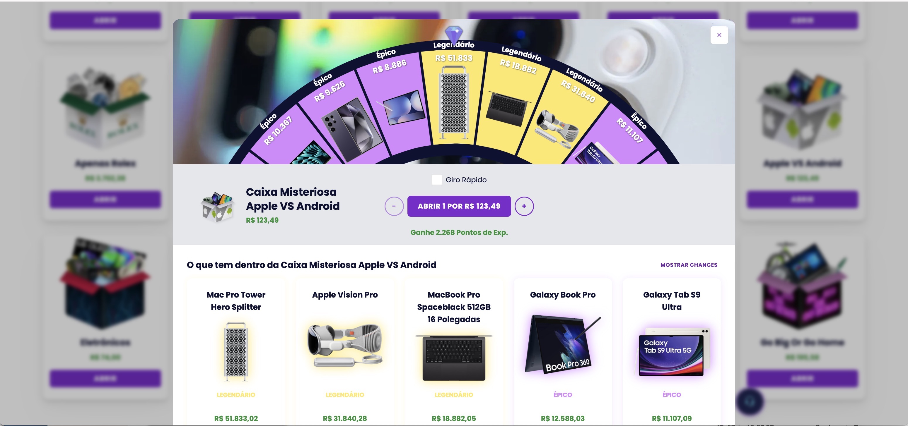 Caixa Misteriosa Apple vs Android para ganhar um celular