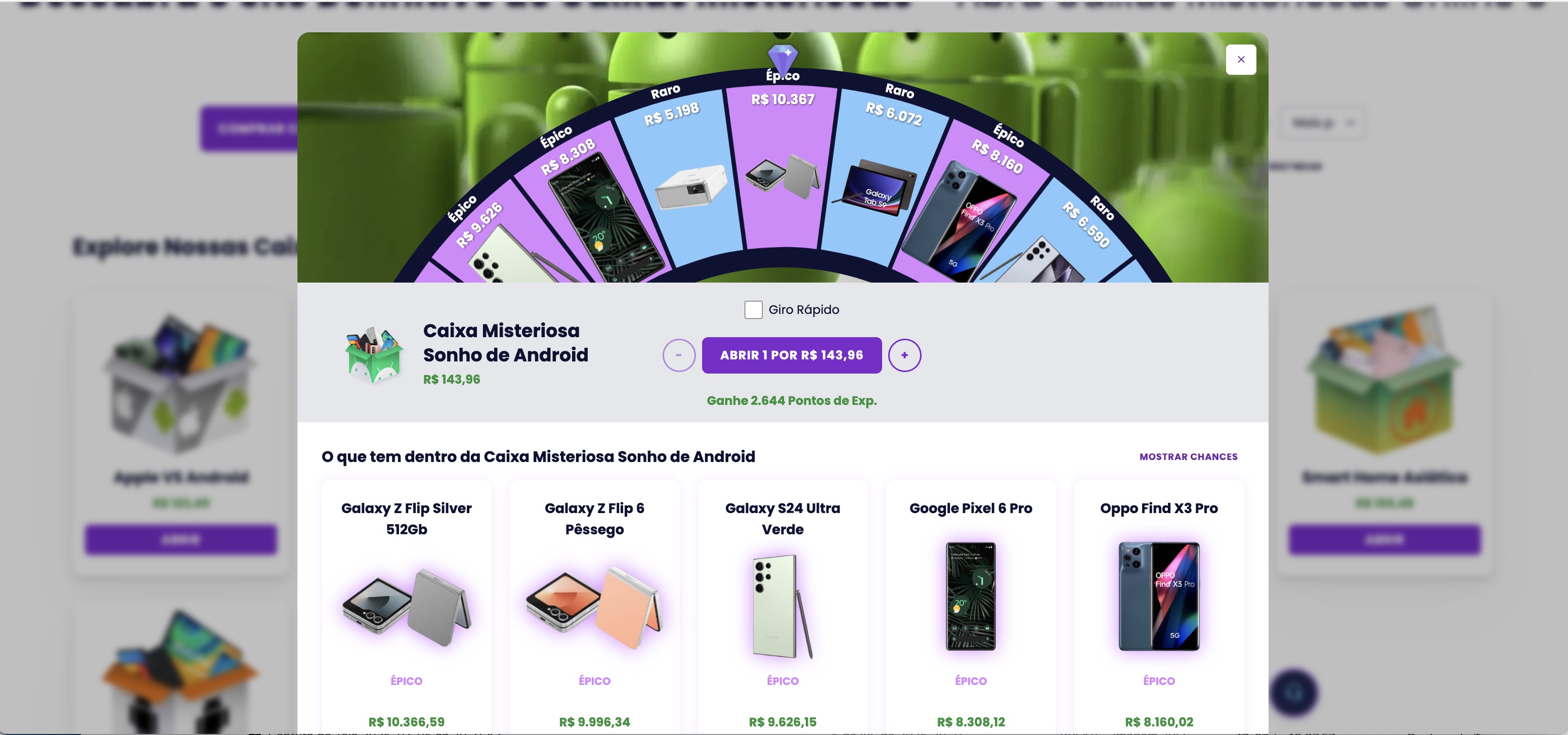 Caixa Misteriosa Sonho de Android 