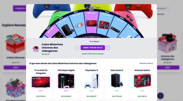 Caixa Misteriosa Universo dos videogames