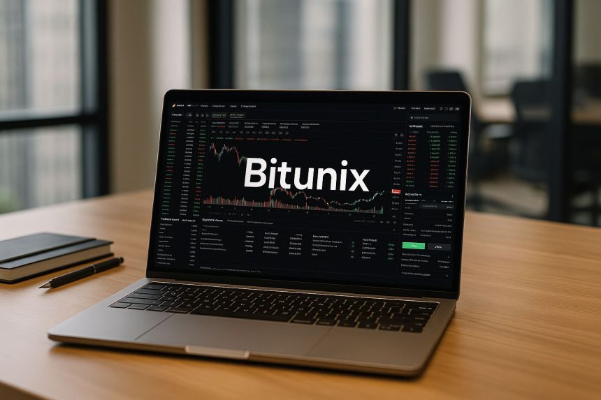 Giełda krypto Bitunix laptop interfejs