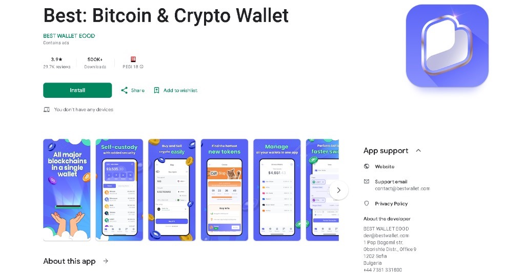 Nainštaluj aplikáciu Best Wallet do svojho zariadenia