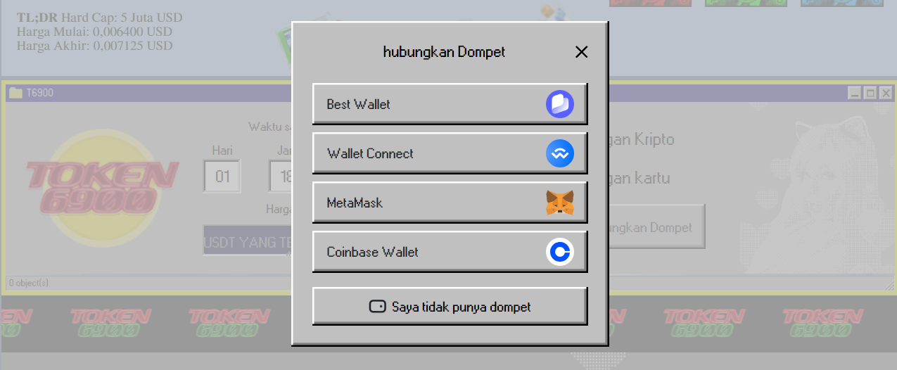Hubungkan dompet - Cara Beli TOKEN6900