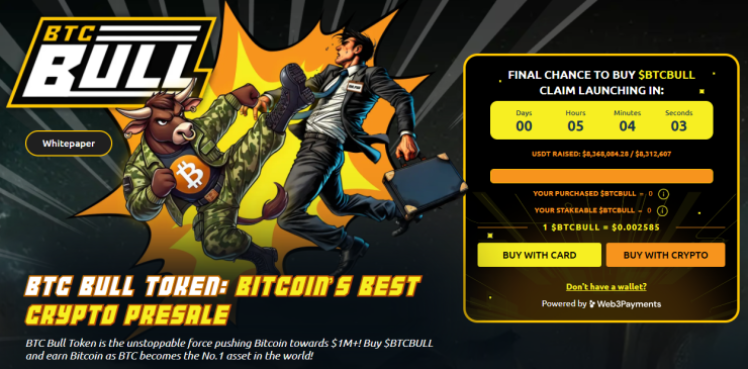 BTC BULL Token - vīrusu veida mēme monēta ar bezmaksas BTC airdropiem