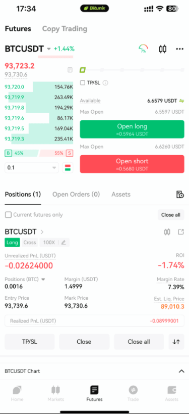 Tampilan - Bitunix review