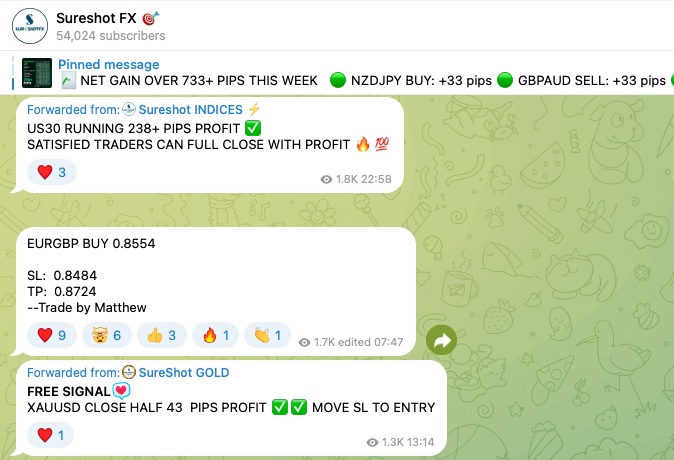 SureShotFX Telegram channel.