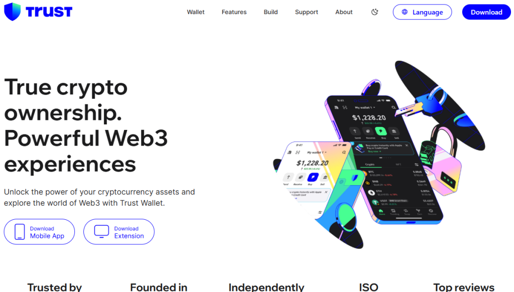 5. Trust Wallet – Acces complet la Web3 din buzunarul tău
