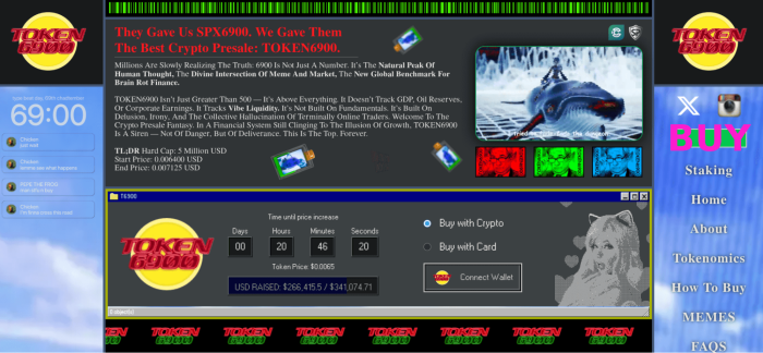 The official TOKEN6900 presale homepage.