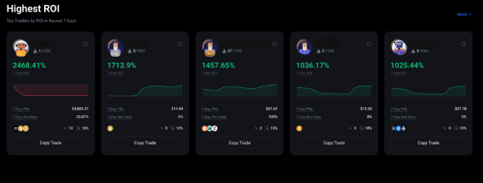 Top copy trader statistics.