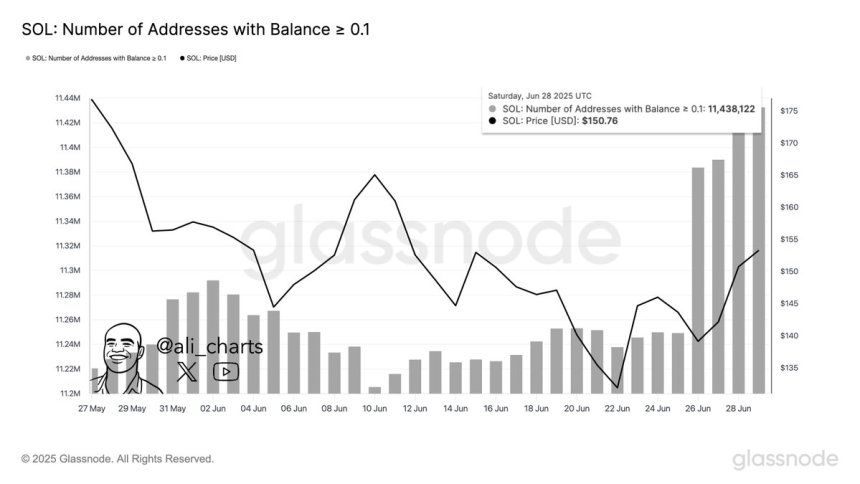 Solana Hits New Milestone: Wallets Holding 0.1+ SOL Reach Record High