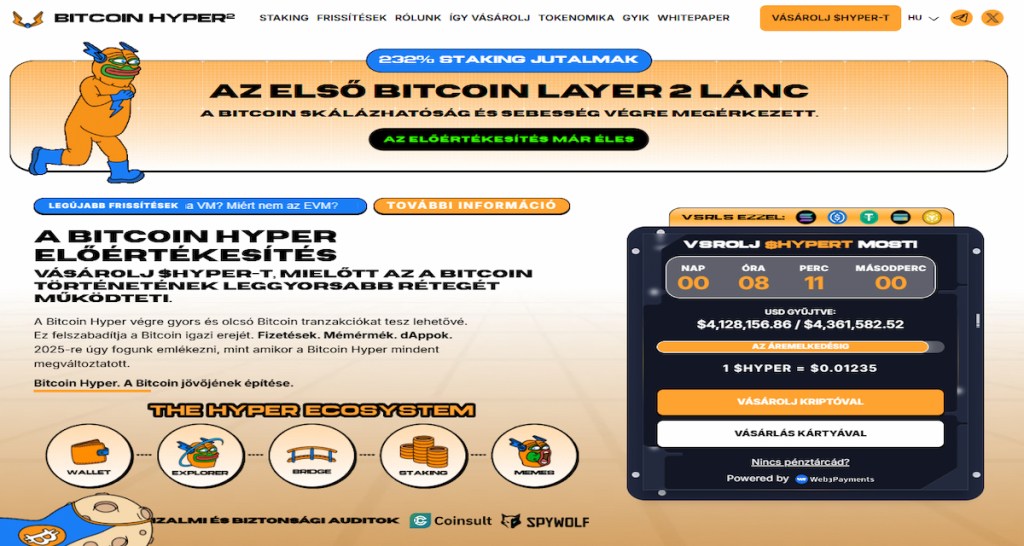 Bitcoin Hyper előértékesítése a befejezés közelében, nagy központi tőzsdei bevezetés előtt áll