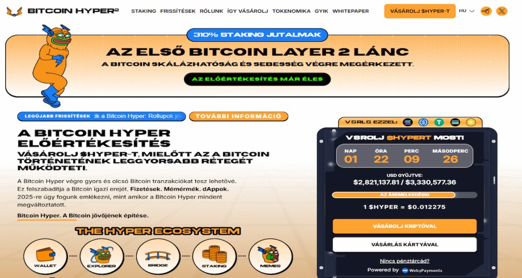 1. Bitcoin Hyper: Az első Bitcoin Layer-2 token valódi haszonnal és óriási potenciállal