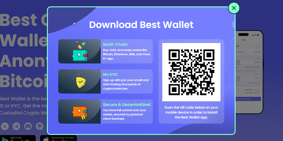 Korak 1: Instalirajte aplikaciju Best Wallet - nove kriptovalute