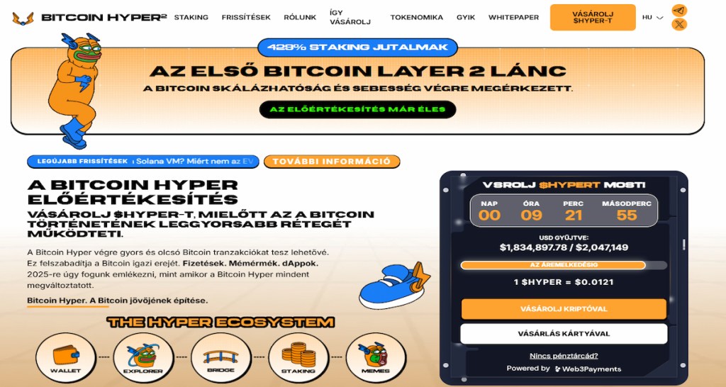 2. Bitcoin Hyper ($HYPER): Újragondolt Bitcoin sebességre és skálázhatóságra optimalizálva