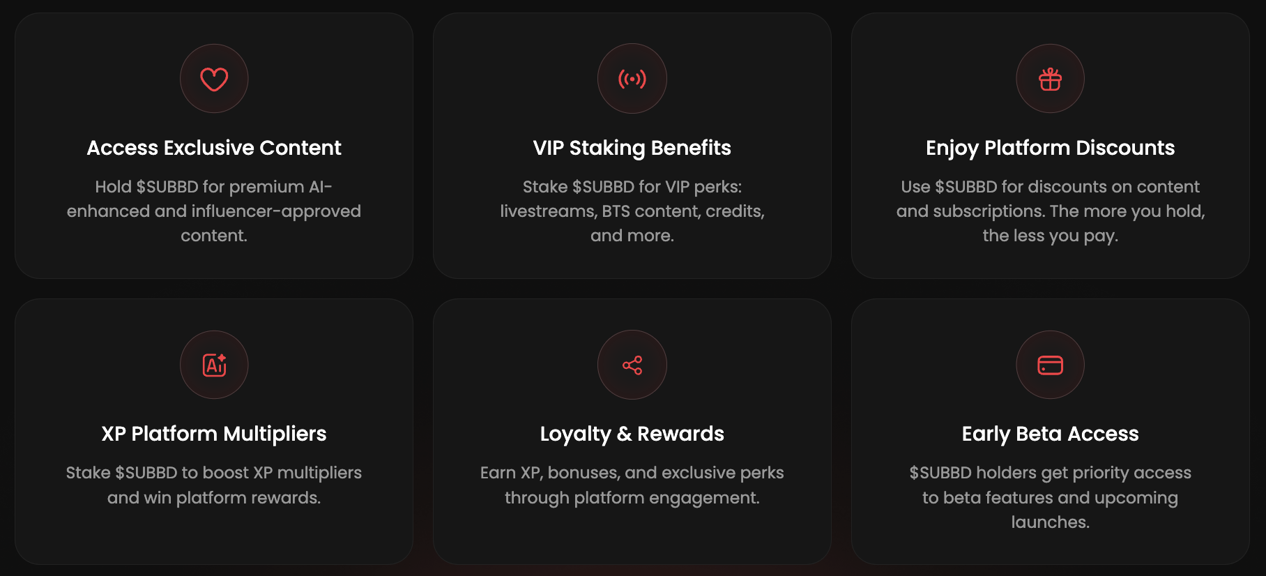 SUBBD token benefits.