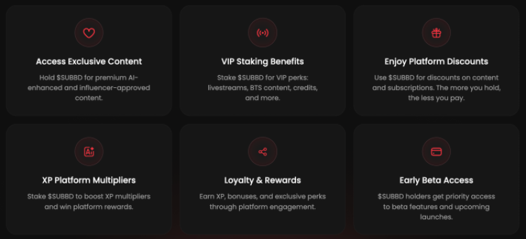 SUBBD token benefits.