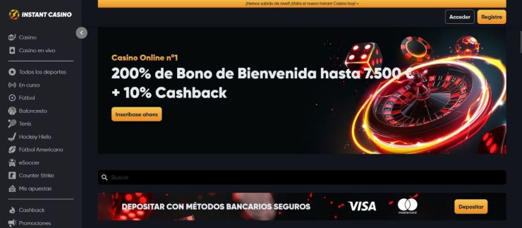 Instant Casino es uno de los sitios de apuestas con criptomonedas mejor valorados en España
