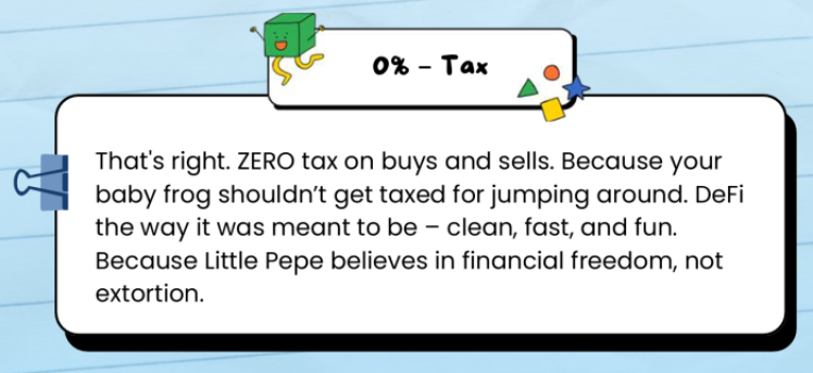 Little Pepe offers zero tax fees 