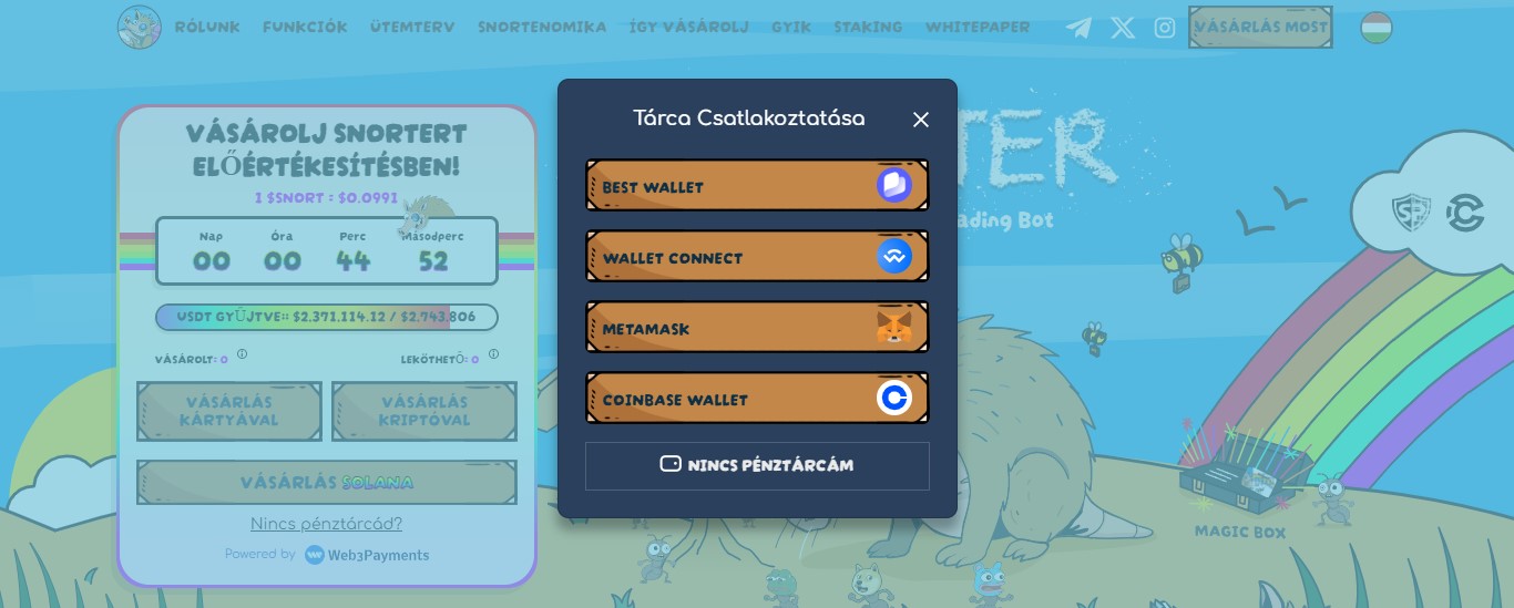 Snorter tárca csatlakoztatás