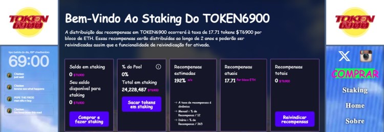 Print da tela de staking do Token6900