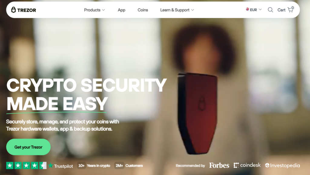 1. Trezor – Cel mai înalt nivel de securitate