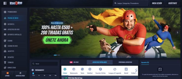 Vegas Hero está valorado como uno de los mejores casinos en línea en España