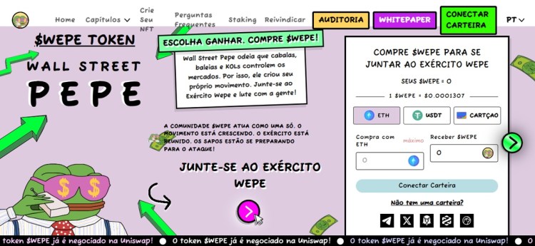 Wall Street Pepe já é negociado em exchanges centralizadas e descentralizadas