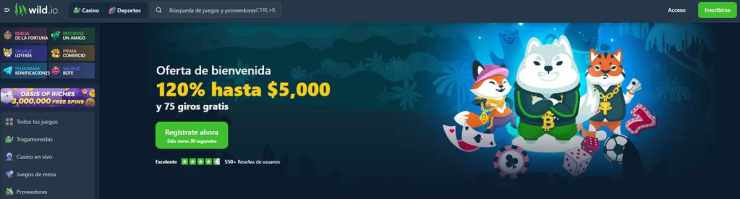 Wild.io - Extensa selección de tragamonedas, bonos en BTC y retiros instantáneos