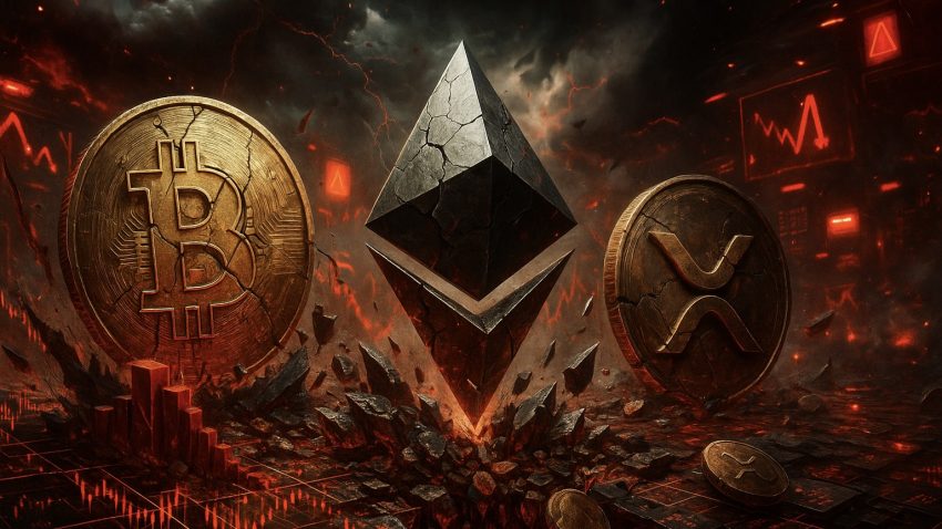 Daling van de Bitcoin koers na $500M aan liquidaties voor Bitcoin, Ethereum en XRP.